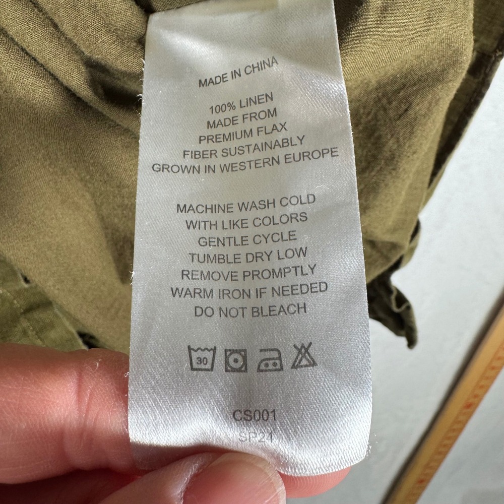 Quince 100% European Linen Scoop Neck Midi Dress Martini Olive Green CS001 Small - Picture 5 of 13